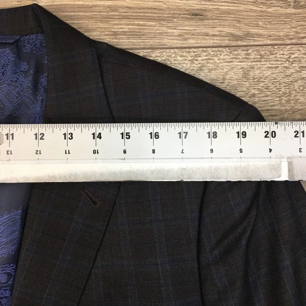 Mens BESPOKE Suit 2‎ Piece Jacket Pants Blazer Sport Coat Size 44L Wool Classic